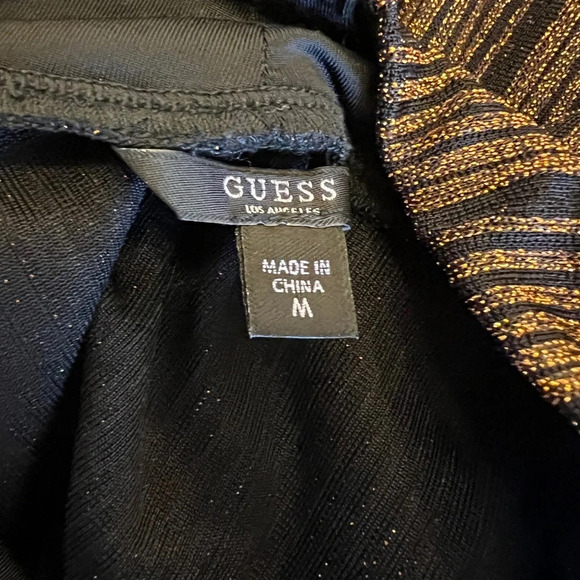 Guess Black and Gold Striped Long Sleeve Top - Size M - Picture 5 of 7